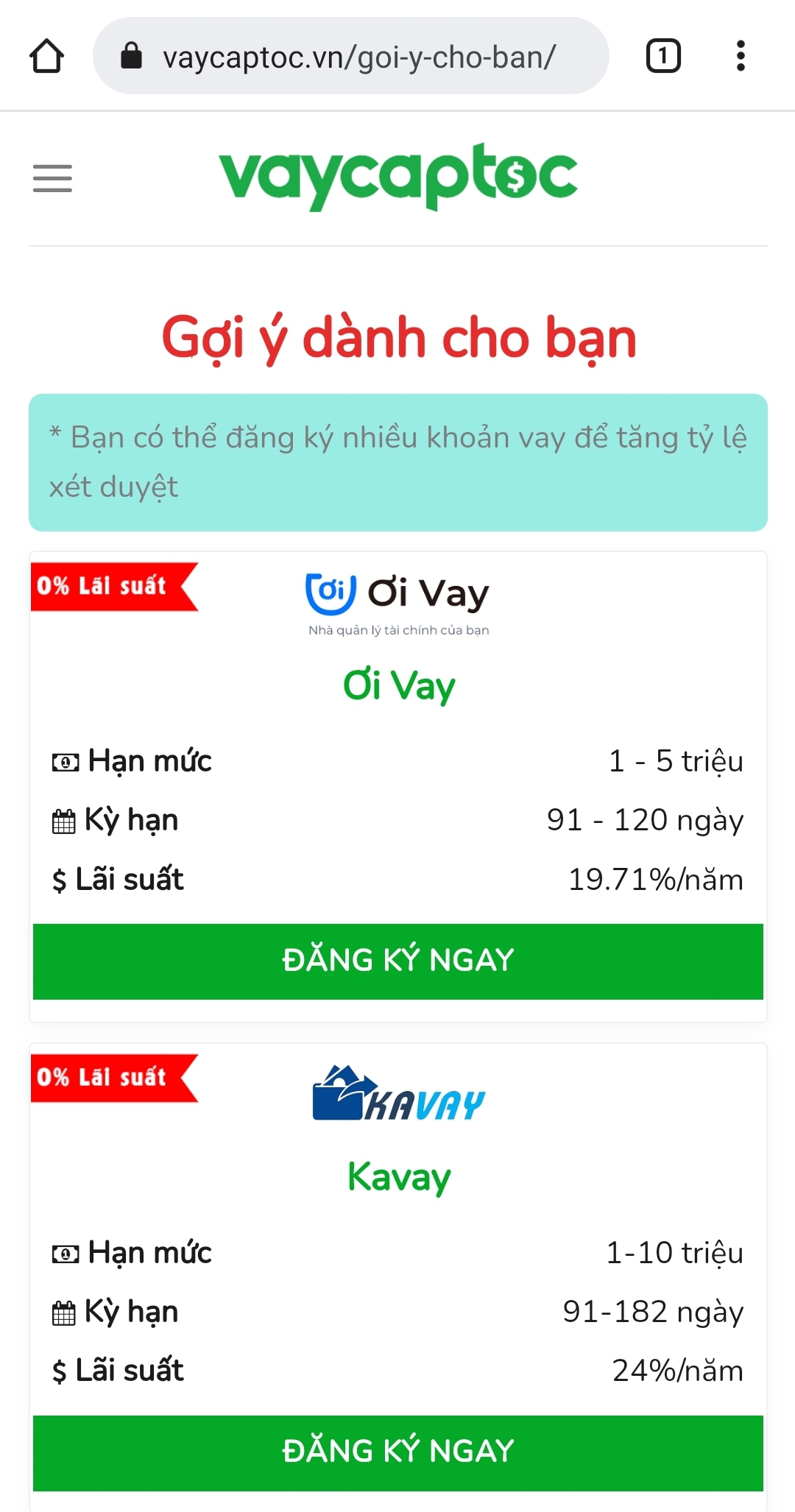 Hướng dẫn vay tiền online 0% lãi trên vaycaptoc.vn